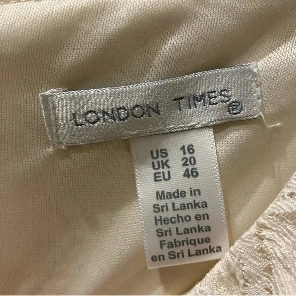 NWT London Times Off-White Diamond Lace Midi Sleeveless Dress (16) - Picture 6 of 8